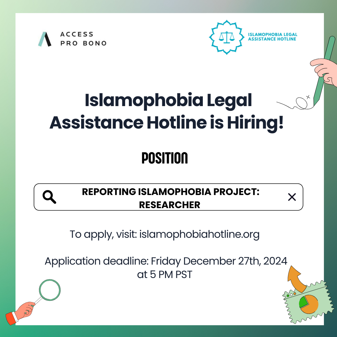 Islamophobia Legal Assistance Hotline is Hiring!